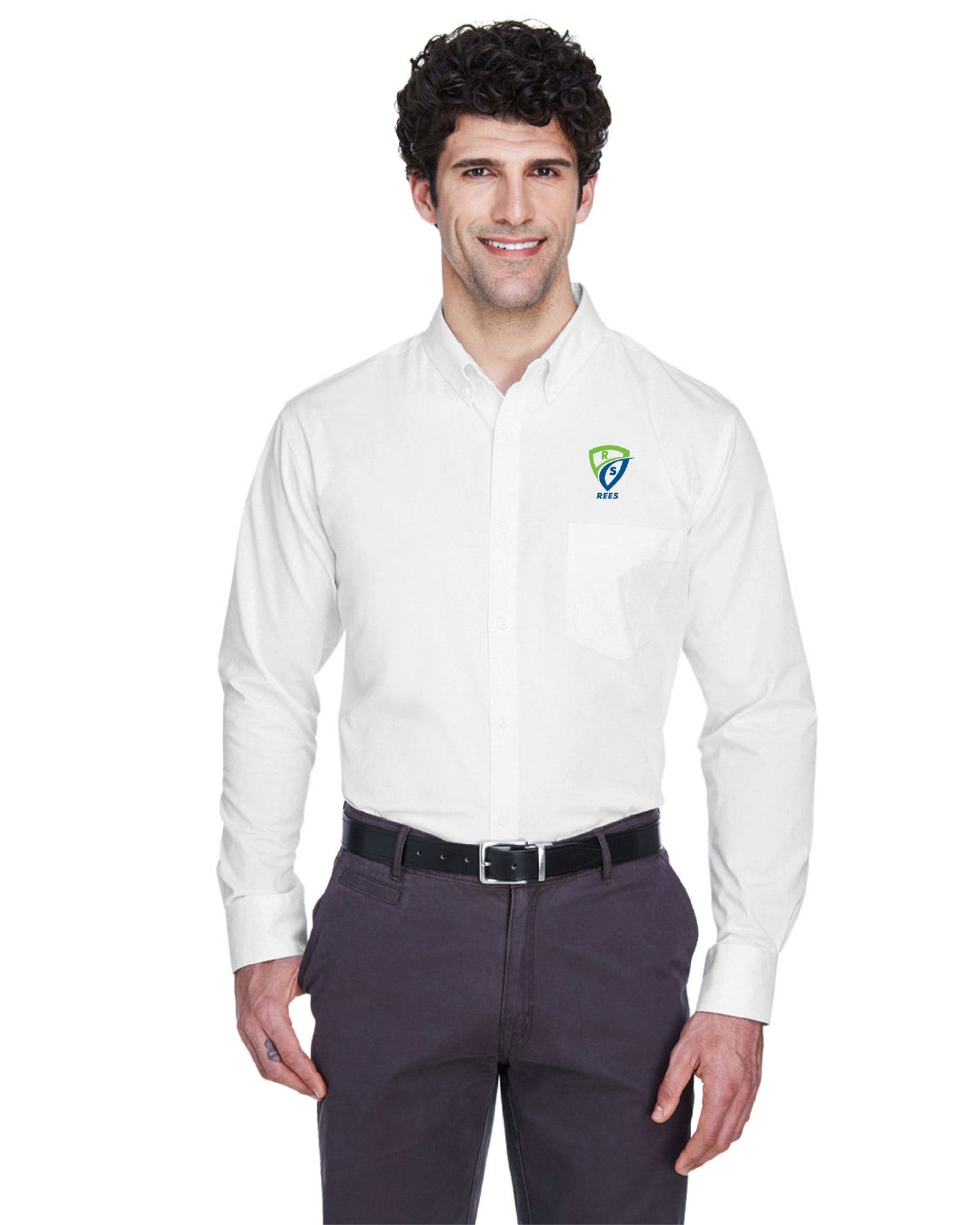 REES SCIENTIFIC LOGO CORE365 MEN'S OPERATE LONG-SLEEVE TWILL SHIRT