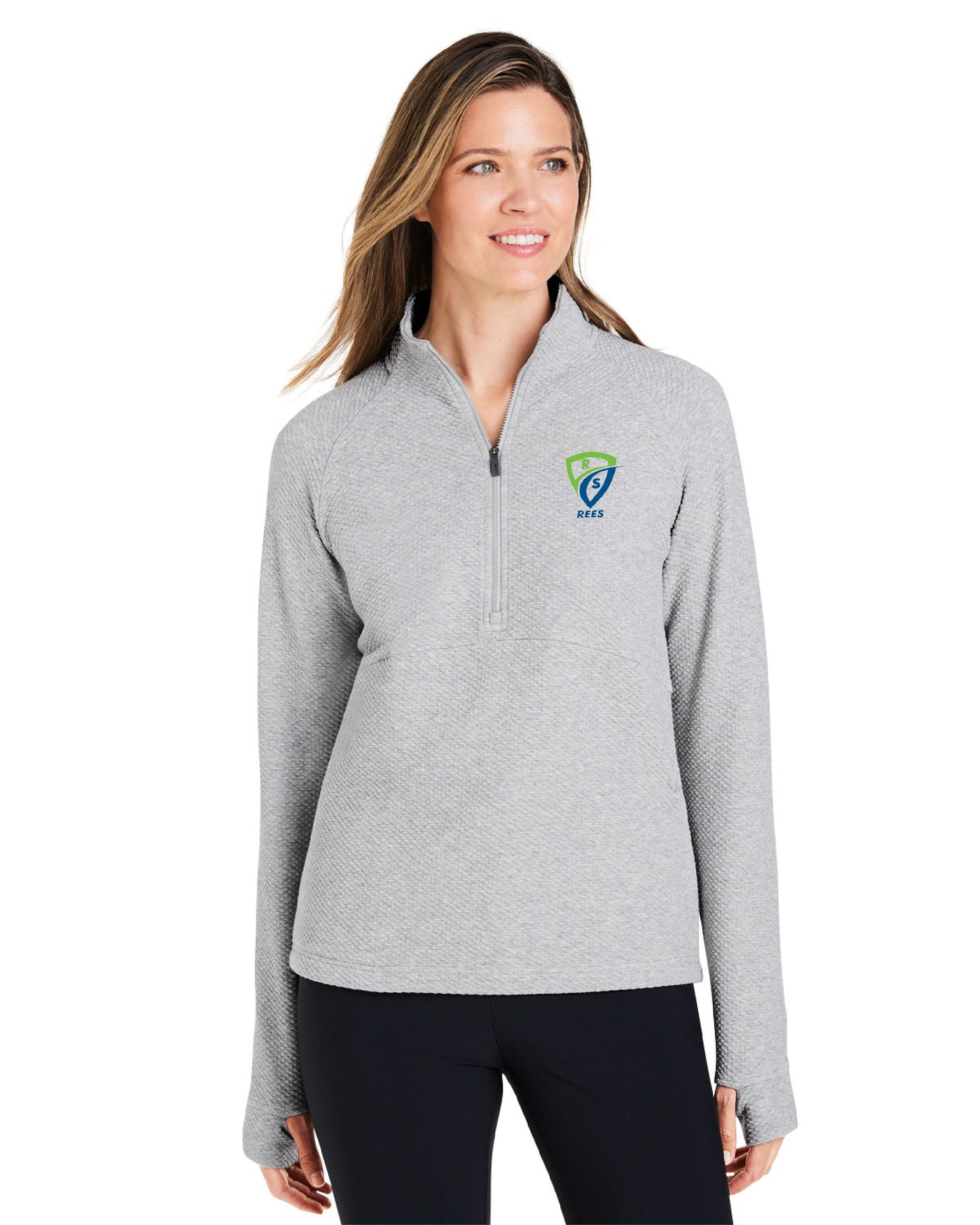 REES SCIENTIFIC LOGO NORTH END WOMEN'S SPIRIT TEXTURED QUARTER-ZIP