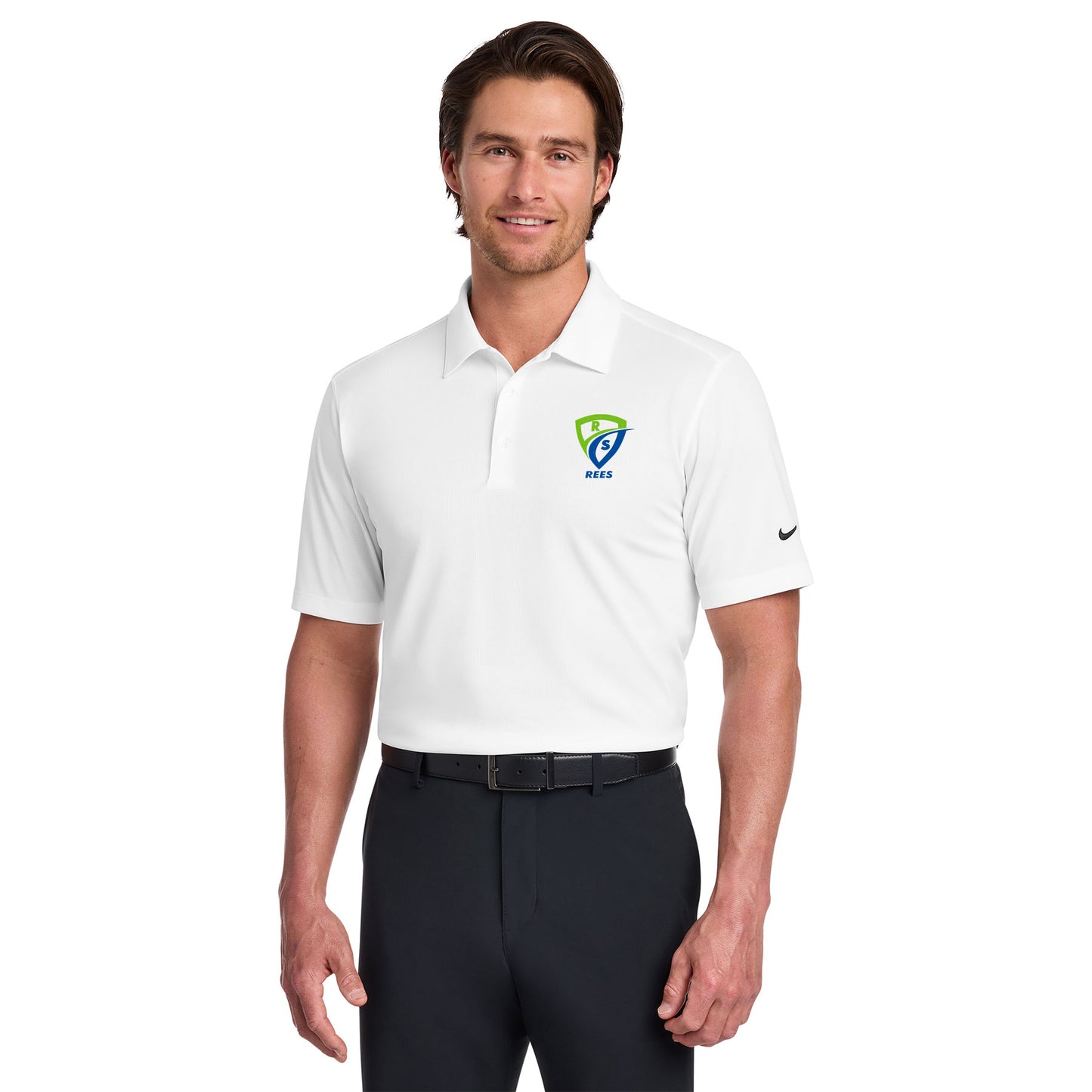 REES SCIENTIFIC LOGO NIKE DRI-FIT VERTICAL MESH POLO