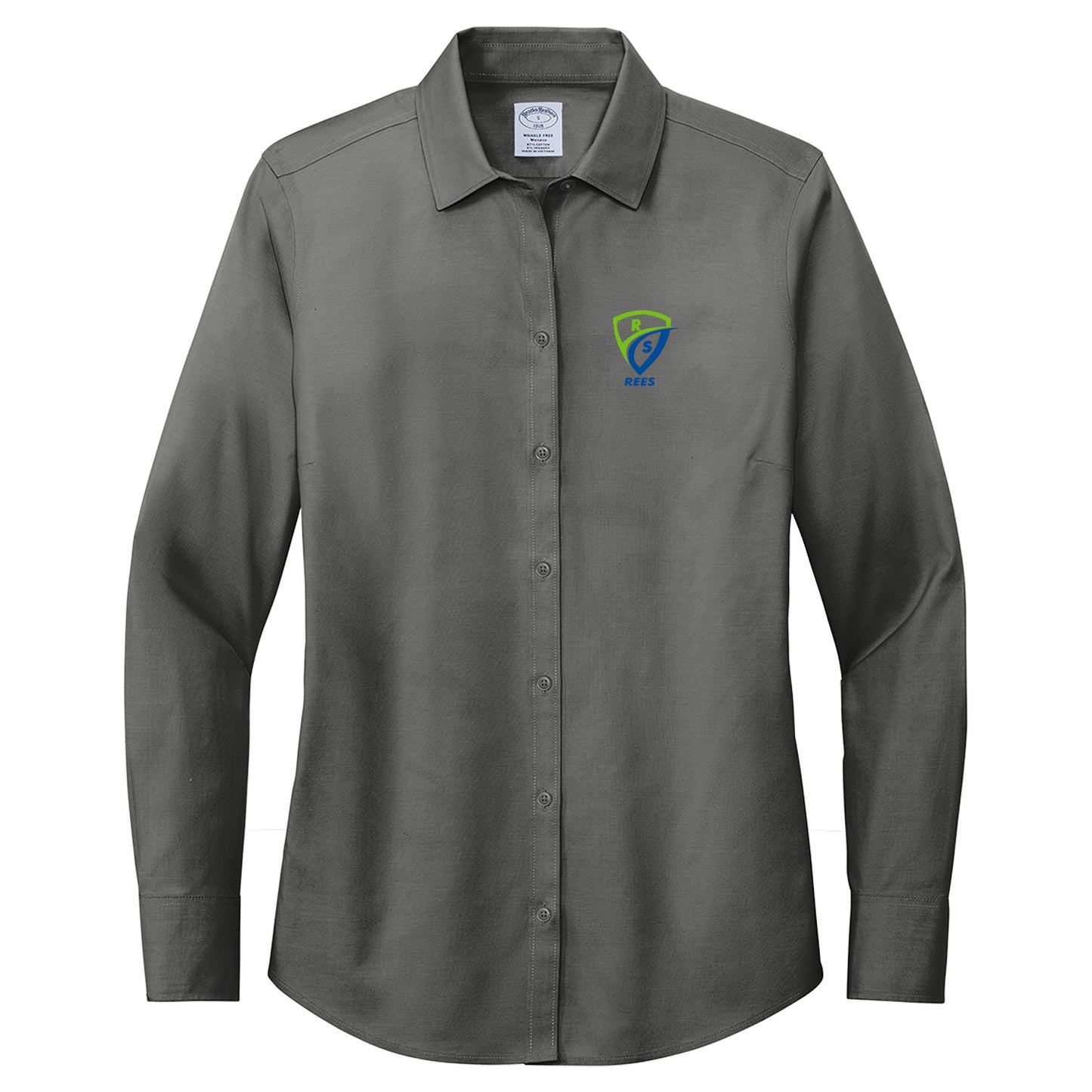 REES SCIENTIFIC LOGO BROOKS BROTHERS WOMENÕS WRINKLE-FREE STRETCH PINPOINT SHIRT