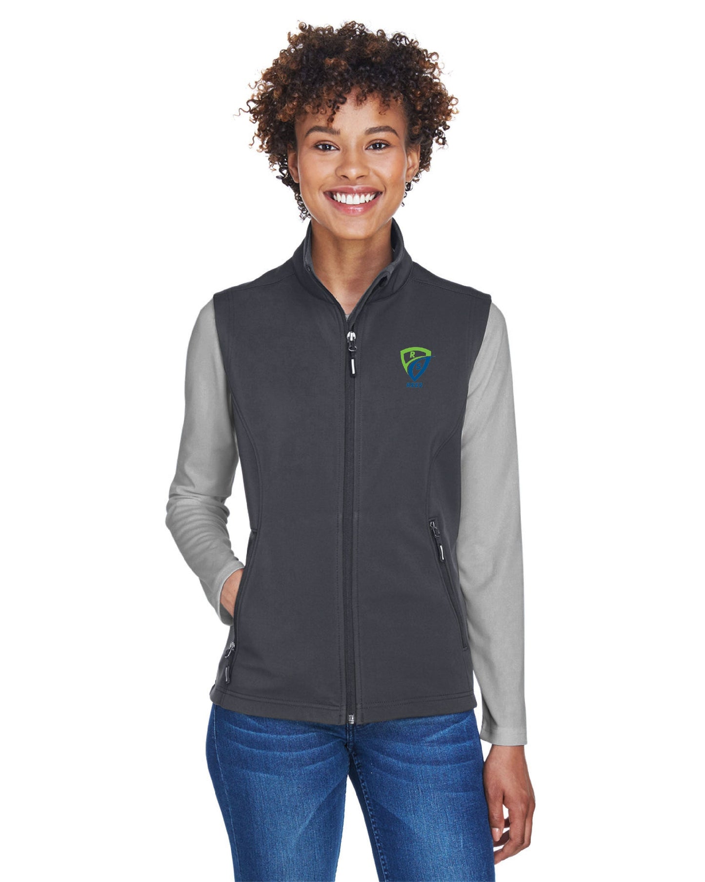 REES SCIENTIFIC LOGO CORE365 LADIES' CRUISE TWO-LAYER FLEECE BONDED SOFT SHELL VEST