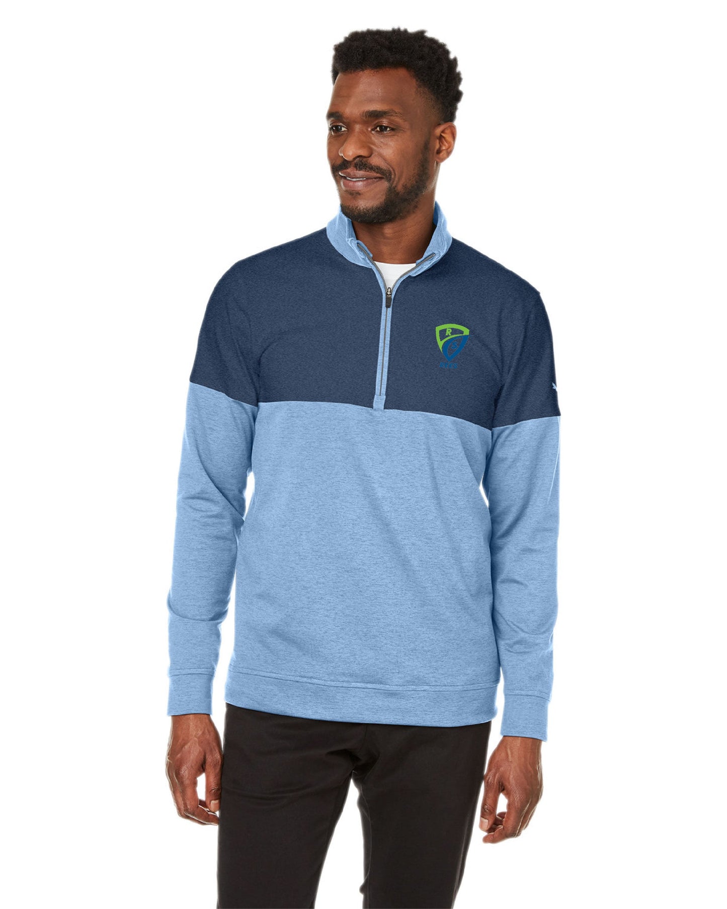 REES SCIENTIFIC LOGO PUMA GOLF MEN'S CLOUDSPUN WARM UP QUARTER-ZIP