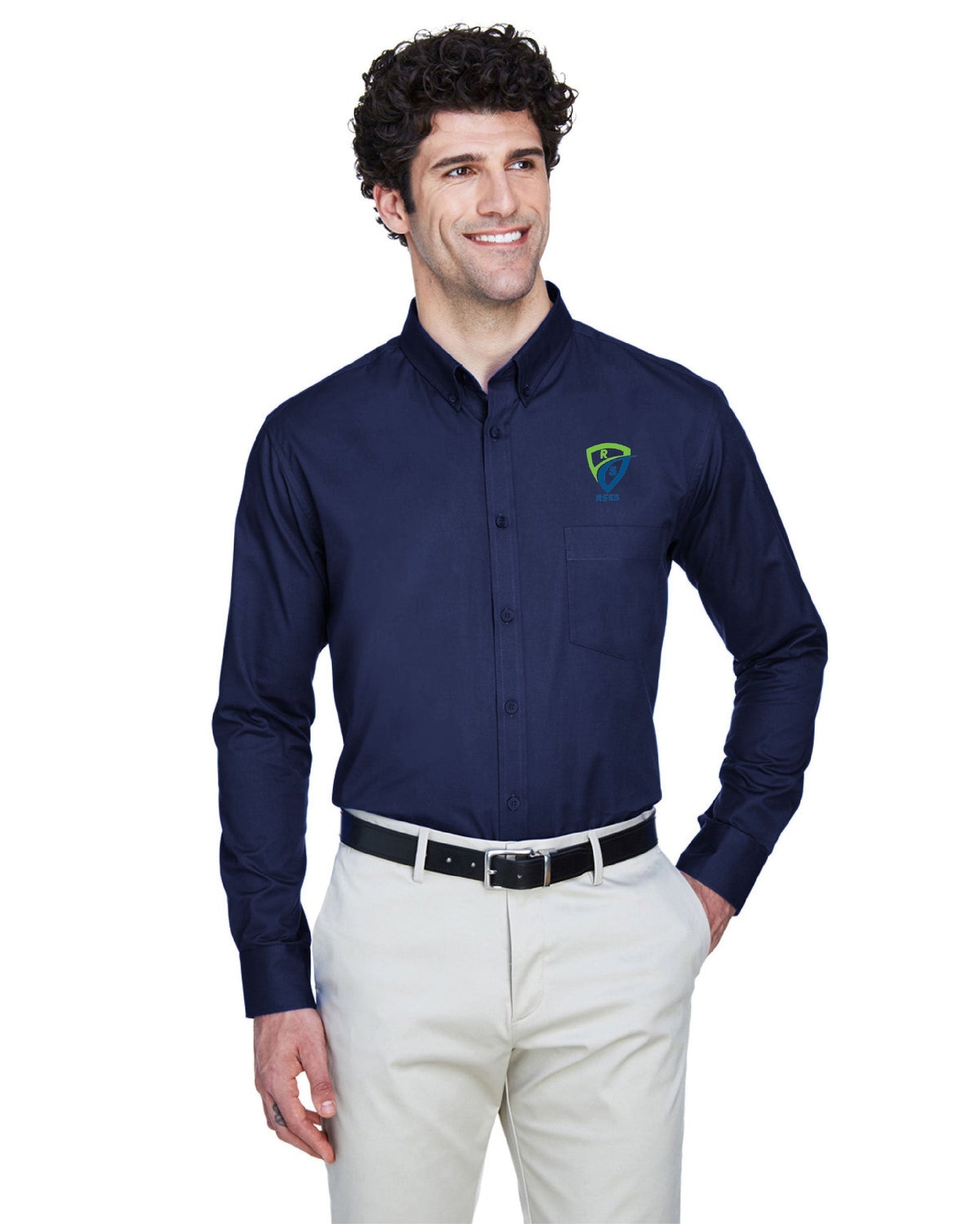 REES SCIENTIFIC LOGO CORE365 MEN'S OPERATE LONG-SLEEVE TWILL SHIRT