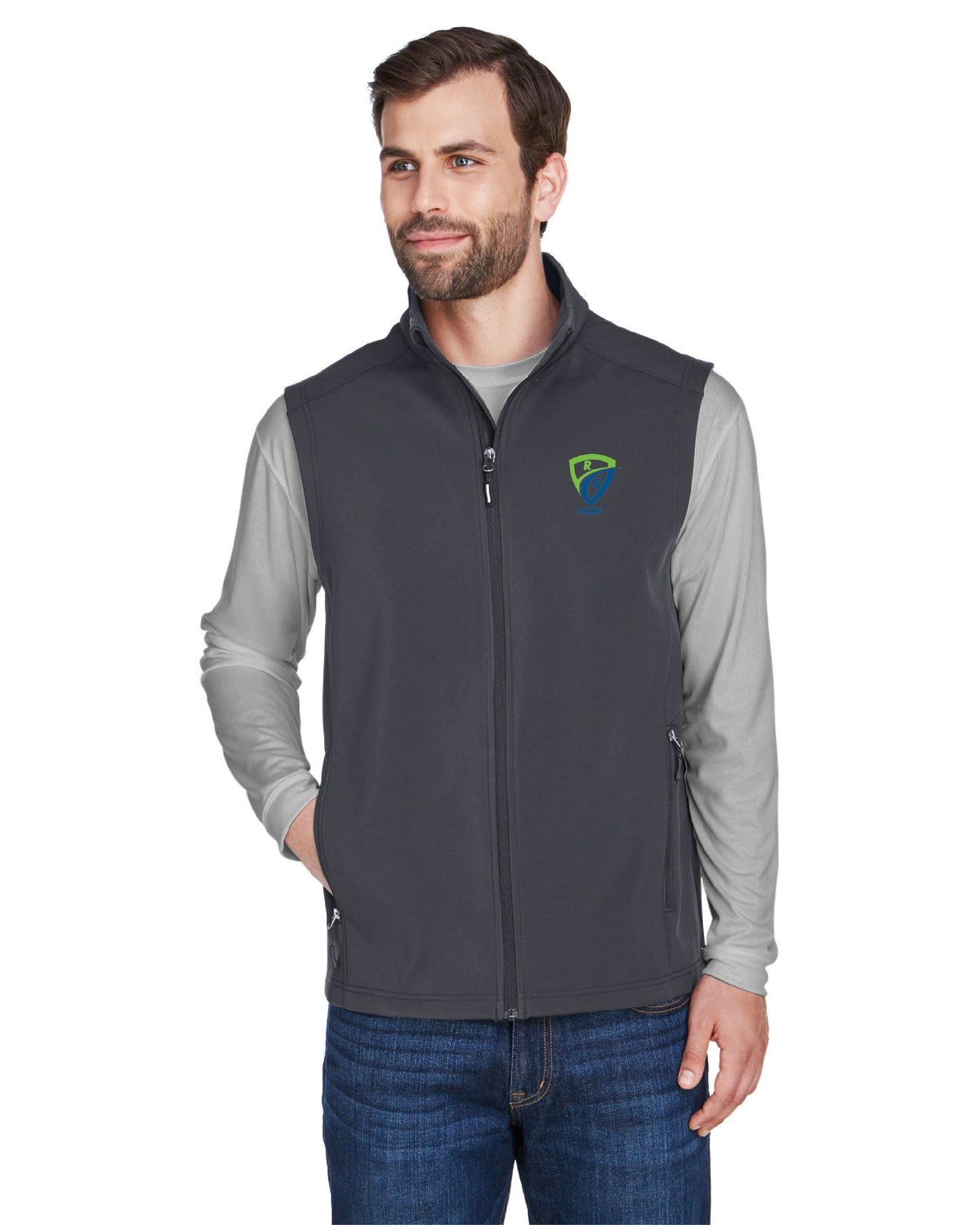 REES SCIENTIFIC LOGO CORE365 MEN'S CRUISE TWO-LAYER FLEECE BONDED SOFT SHELL VEST