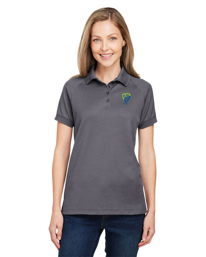 REES SCIENTIFIC LOGO HARRITON WOMEN'S CHARGE SNAG AND SOIL PROTECT POLO