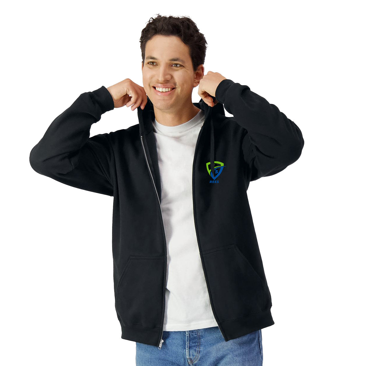 REES SCIENTIFIC LOGO FULL-ZIP HOODED SWEATSHIRT