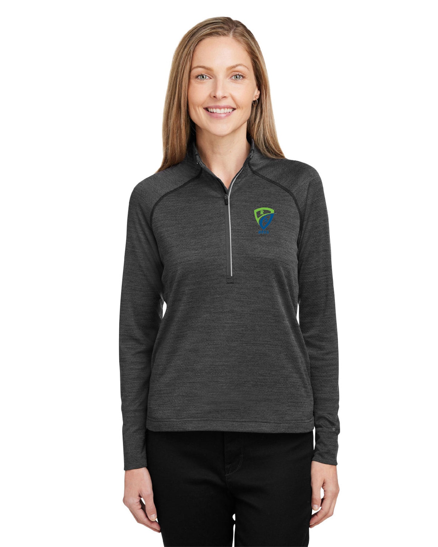 REES SCIENTIFIC LOGO SPYDER WOMEN'S MISSION HALF-ZIP